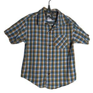 Y2K Gymboree Blue and Yellow Plaid Button Down Shirt Boys Size 2 2003